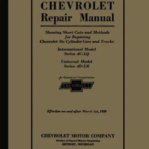 1929 - 1930 Chevrolet Car & Truck Repair Shop Manual Populär