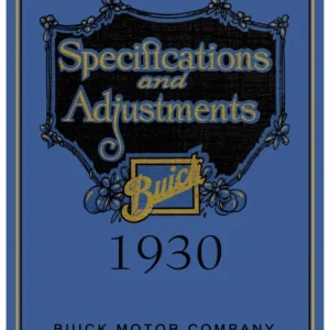 1930 Buick Specifications and Adjustments Säker betalning