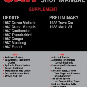 1987 Ford Car Shop Manual Update Supplement - Mustang, Cougar, Escort, Thunderbird, Continental, Grand Marquis, Crown Victoria Rabatt