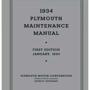 1934 Plymouth Maintenance Manual Kundfavorit