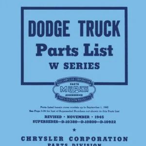 1941-1945 Dodge Truck Parts List - W Series Säker betalning