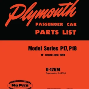 1949 Plymouth Passenger Car Parts List-Model Series P17, P18 Billigare