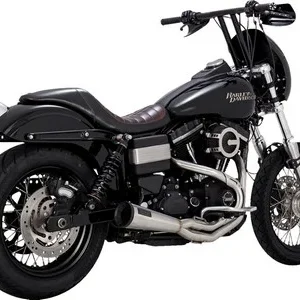 Vance & Hines Exhaust Brushed Stainless 2-1 Upsweep 91-09 Dyna Exhaust Outlet